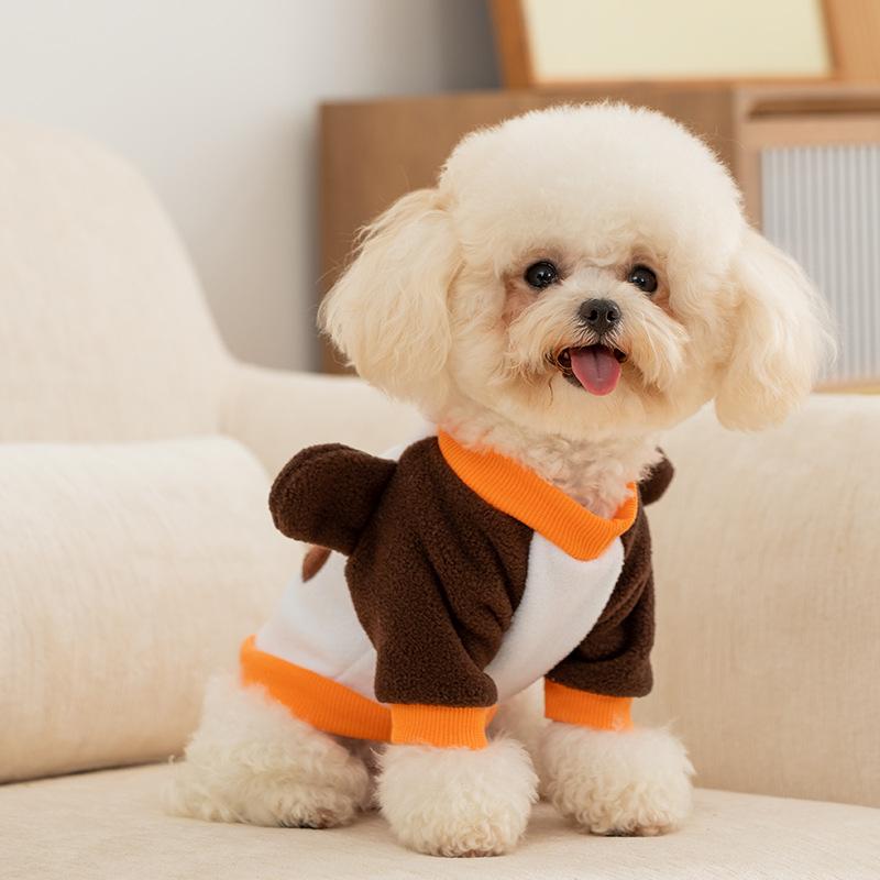 Autumn and Winter Cute Dog Bear Three-dimensional Ears Cartoon Fleece Medium and Small Dog Teddy Pet Cat Dog Clothes