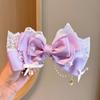 Girly Large Pink Bow Headpiece Pearl Lace KC Hairpin Princess Fashion Accessory Sweet Pearl Tassel Hair Clip Headwear