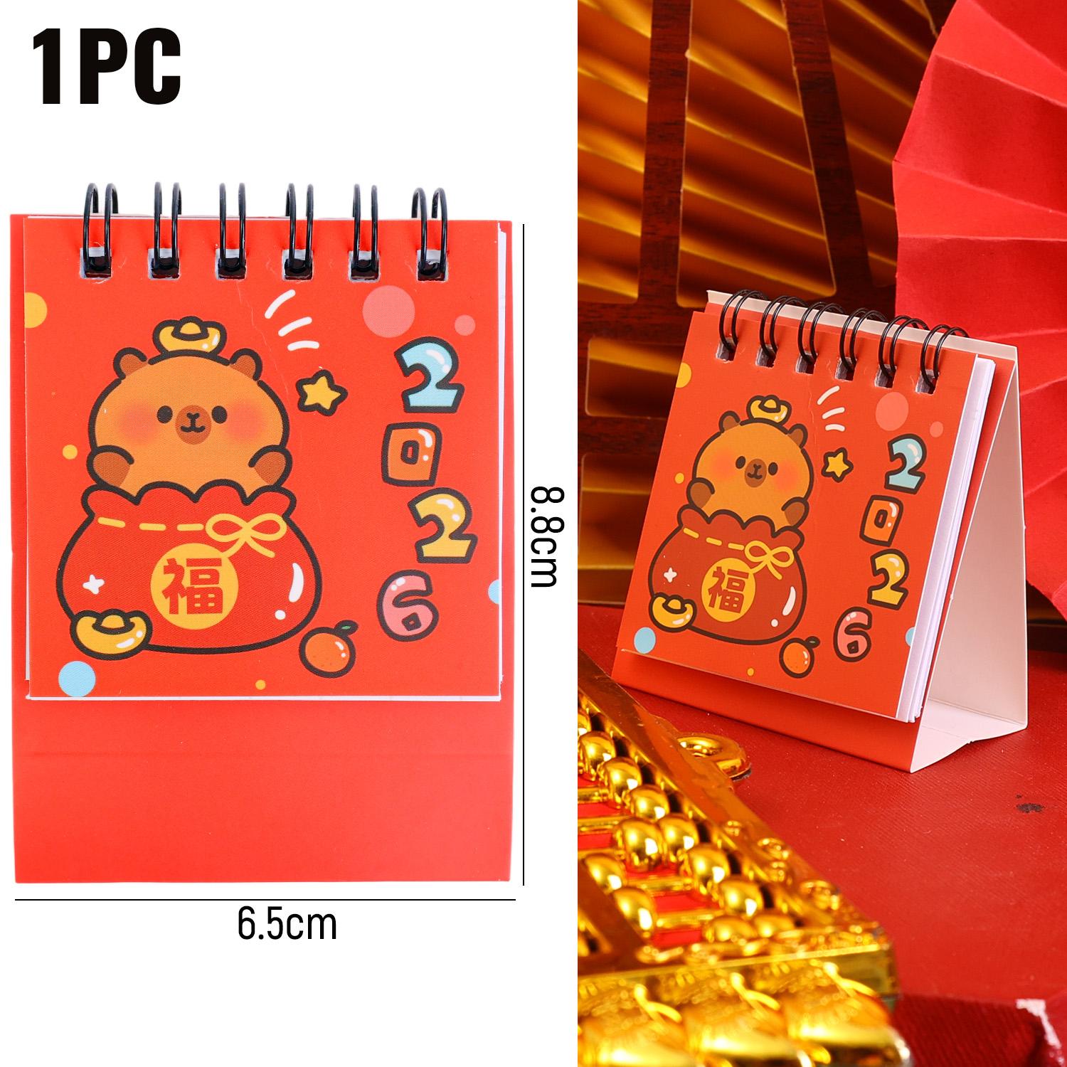 1Pc New Year Mini Cartoon Desk Calendar Cute Horse Year Desktop Decoration Ornament Cartoon Calendar Small Gifts 2026 New Year