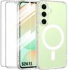 Case for Samsung Galaxy S24 FE (not for S24) with Magnetic Circle + 2 Protective Tempered Glasses