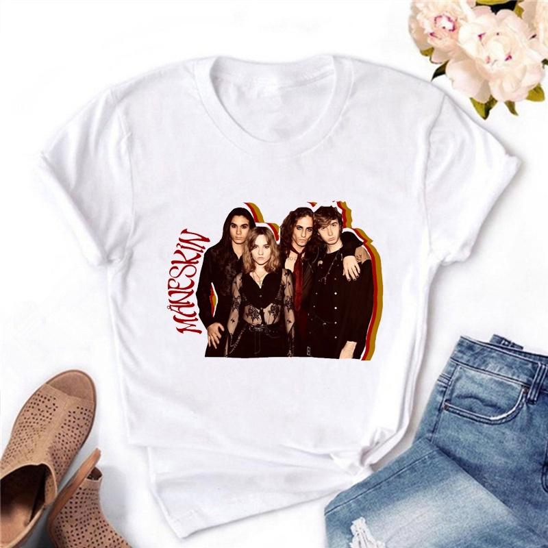 Graphic Tee Maneskin T Shirts Graphic Print Women Clothes Female Clothing Harajuku Short Sleeve T-Shirts 90S Top