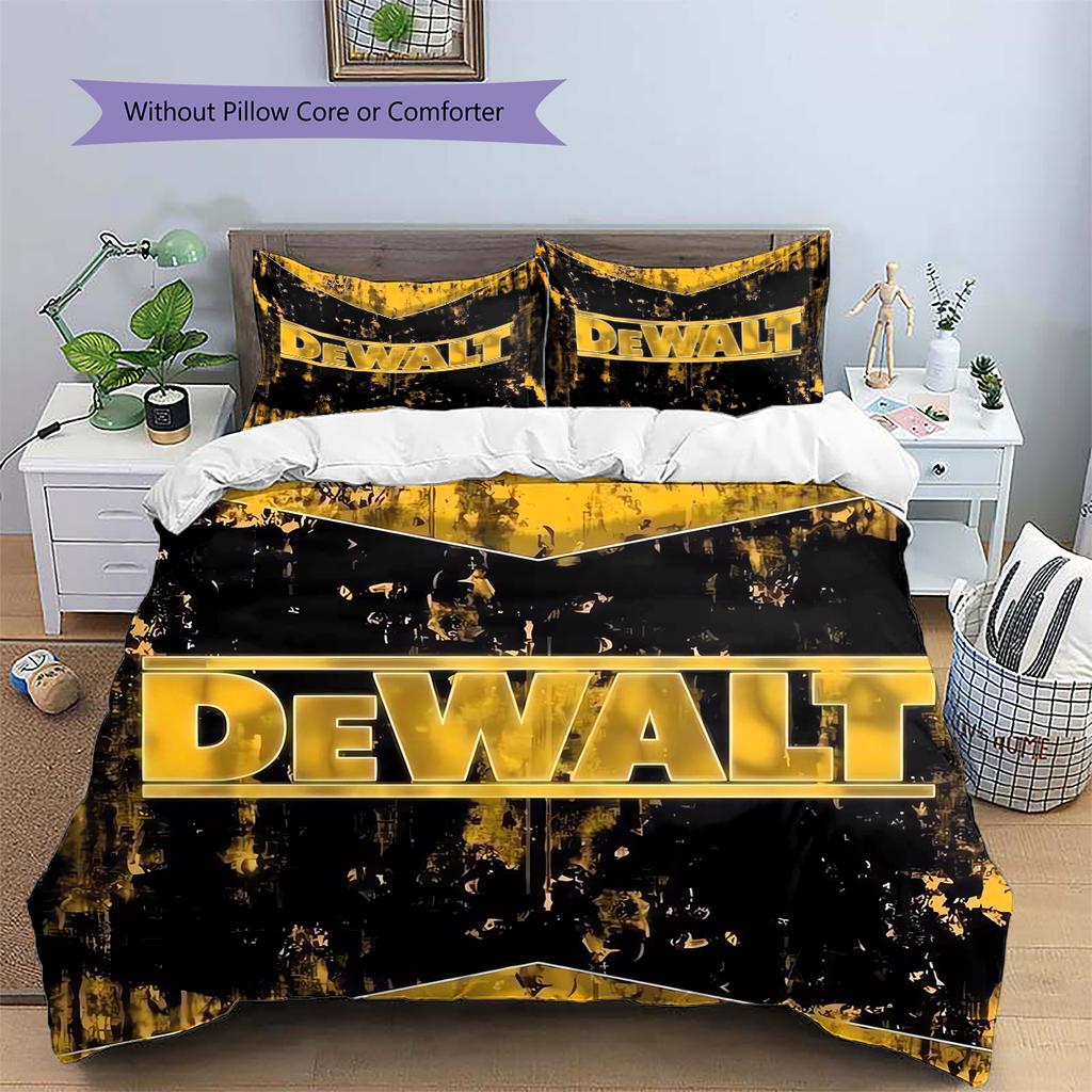 Dewalt Tool Pattern Bedding Quilt Set Quilt Cover Pillowcase Home Decoration Gift (1 * duvet cover + 2 * pillowcase, without core)