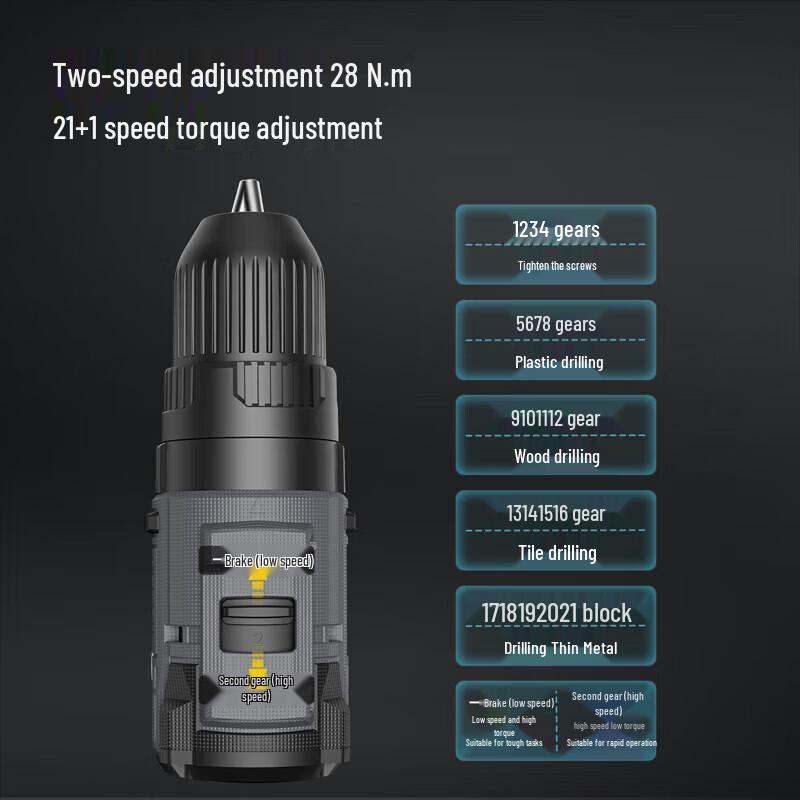 Deli 12V Brushless Cordless Impact Drill CN Plug (adapter Included)