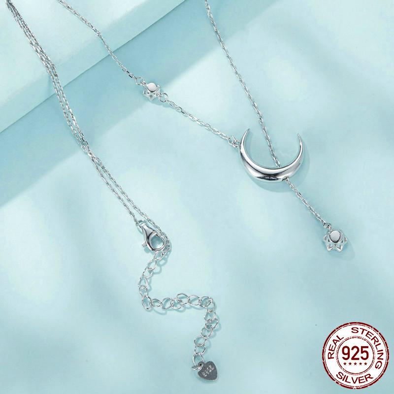 S925 Sterling Silber Y-Form Mond Anhänger Halskette Wassertropfen Zirkon Halskette für Frauen Jahrestag Geschenk Edlen Schmuck