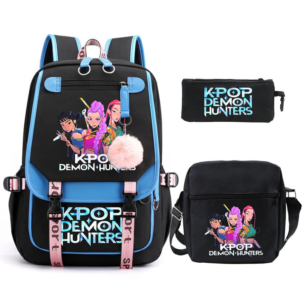 Witch Hunters Kpopdemonhunters Student School Bag Shoulder Bag Casual Pencil Bag Three-Piece Set