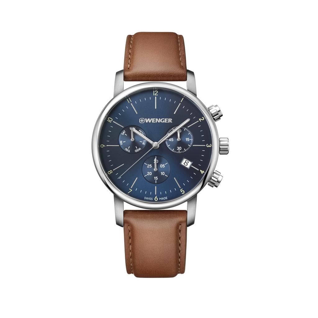 WENGER Urban Classic Chrono Watch 01.1743.104 Swiss Made 10 ATM Water Resistant Gift Analog Wristwatch