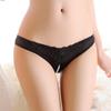 Women's Lace Briefs Ladies Exotic Open Crotch Panties Thongs Crotchless Pearl G-String Lingerie Sexy Underwear Massaging Beads