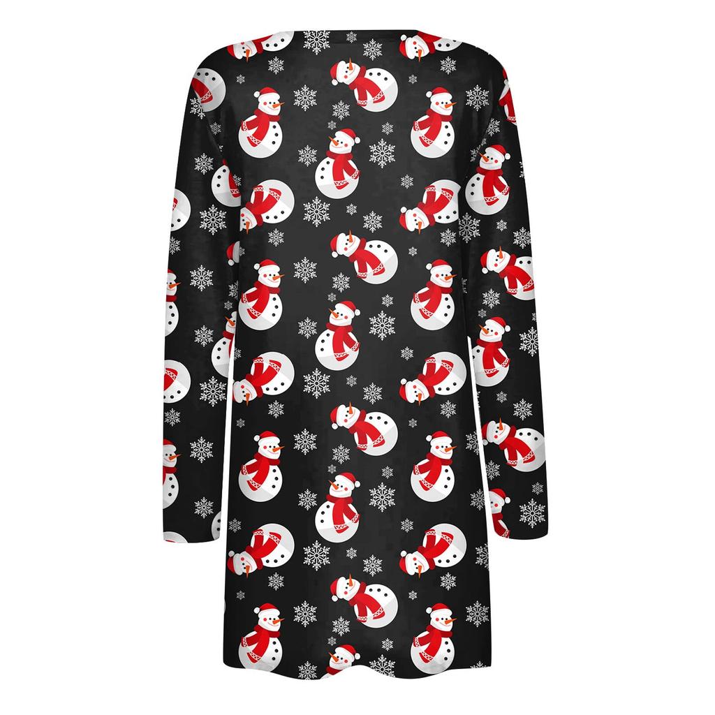 Kvinners jul med lange armer foran cardigan trykt topp lett jakke