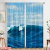 2pcs 2D Flat Printing Curtain Inspirational Christian Jesus Walking Through Water Polyester Without Electricity Family Party for