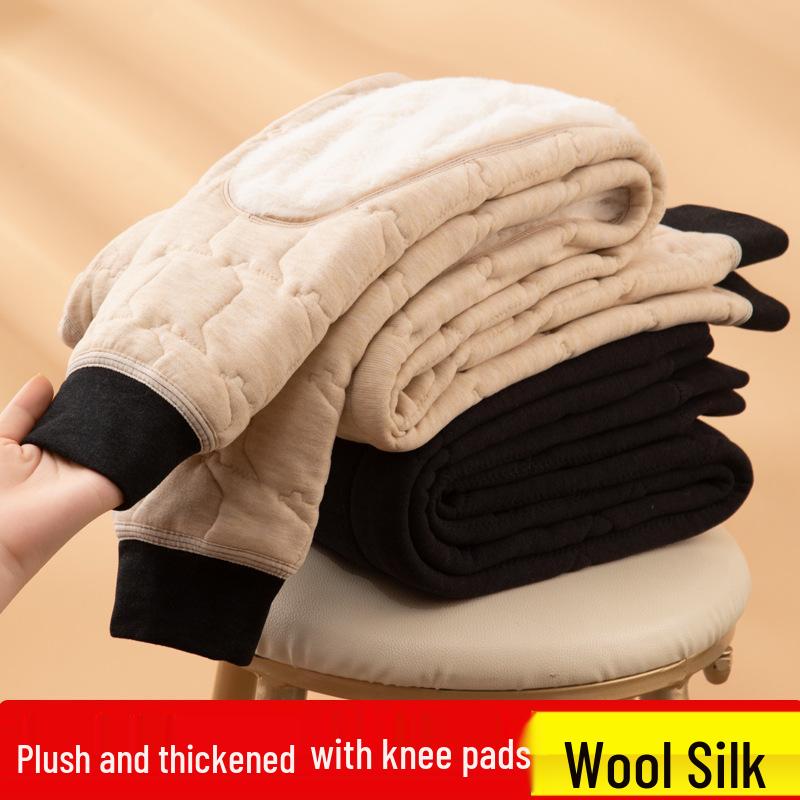 Men's High Waist Extra Thick Thermal Wool Pants with Fleece Lining for Winter