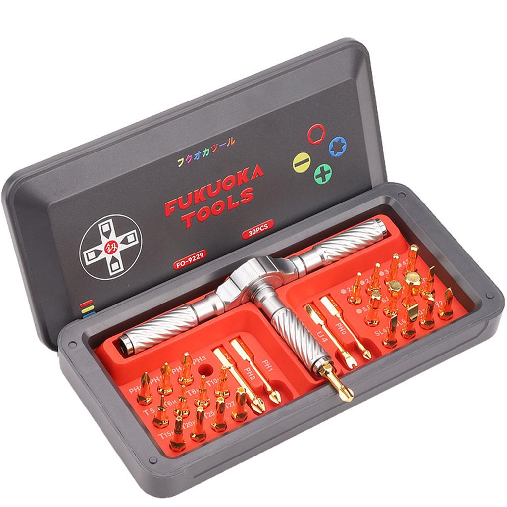 30 In 1 Ratchet Screwdrive Magnetic Screwdriver Bit Set, with Detachable Handle for Eyeglass Watch Computer Electronics