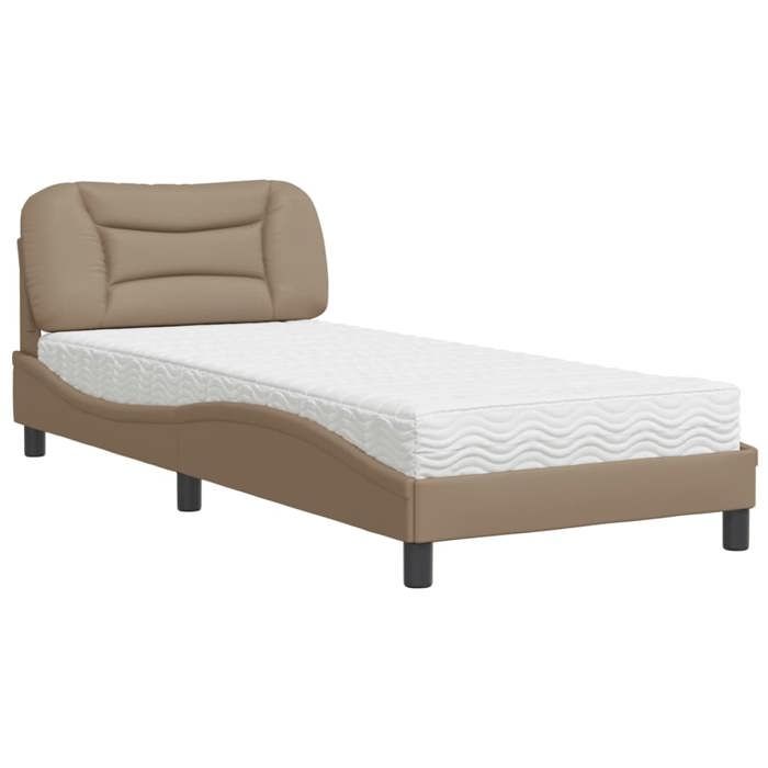 VidaXL Bed with Mattress Cappuccino 90x190 Cm Faux Leather 3208693