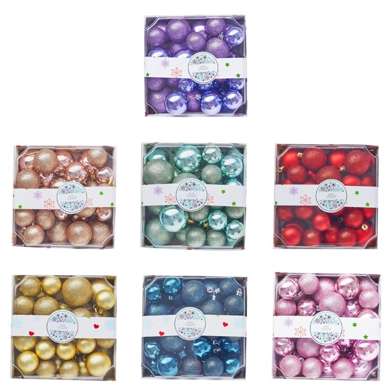 1 Box Shatterproof Decorations Balls Stylish Christmas Tree Round Shaped Balls Decor Home Creative Decoration Gifts