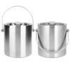 Ice Bucket with Lid Stainless Steel Double Layer Wine Champagne Barrel Bar Supplies 2L