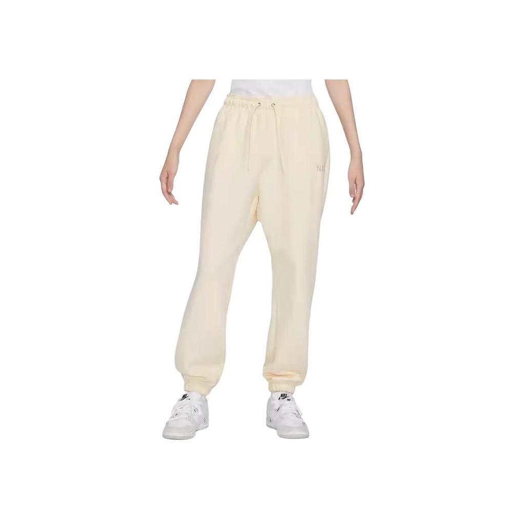 Nike Solid Color Drawstring Knit Joggers Women bottoms Beige HF0423-113