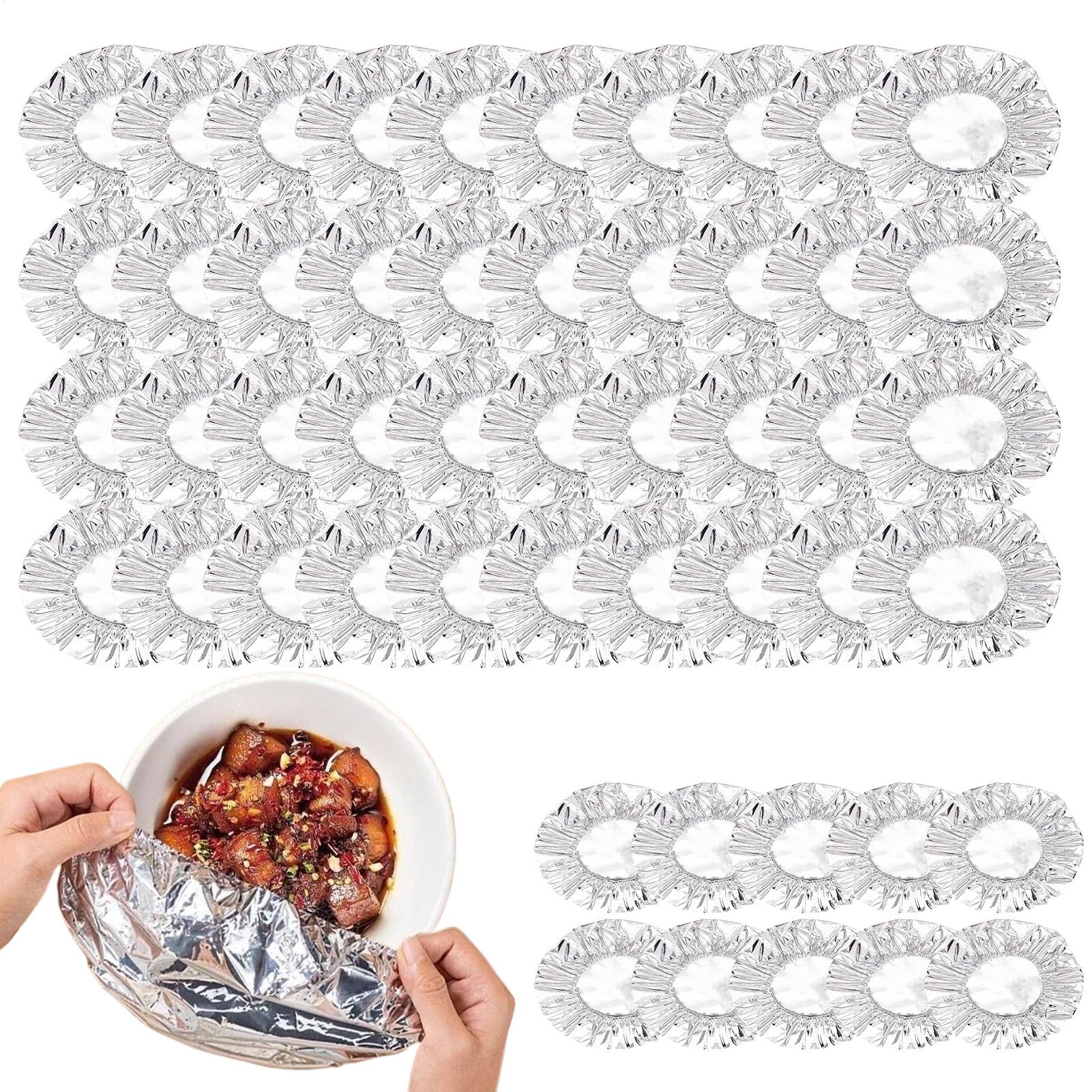 

50pcs Reusable Aluminum Foil Film Insulation Cover Pop-up Tin Foil Food Insulation Cover Elastic Band Cling Film Fresh Keeping CHINA
