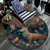 Deer in the Garden Round Area Rug,Carpet Rug for Living Room Bedroom Sofa Playroom Decor,Non-slip Floor Mat