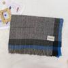 Women's Winter Plaid Imitation Cashmere Tassel Scarf, Thickened Korean Style Neck Warmer