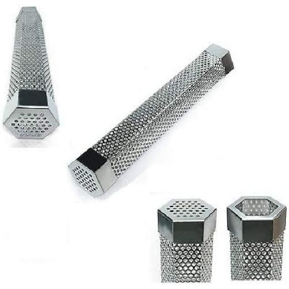 12" Stainless Steel Smoker Tube Smoker Box Hot or Cold Smoking Use Wood Pellets or Wood Chips for Up To 5 Hours of Smoke Flavor Infusion