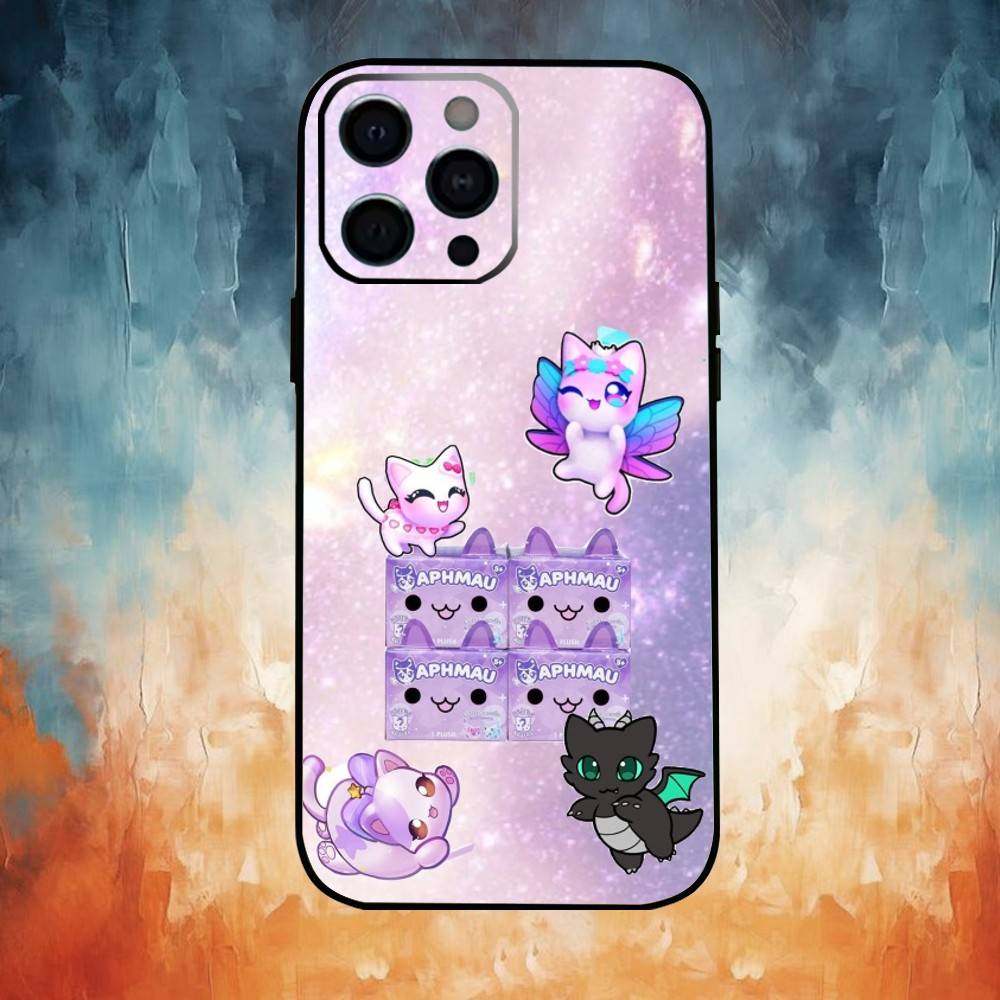 

A-Aphmau Мяу Аніме Коти Чохол для Телефону Для iPhone17,16,15,14,13,12,11 Plus,Pro Max М який Чорний Чохол iPhone16se4