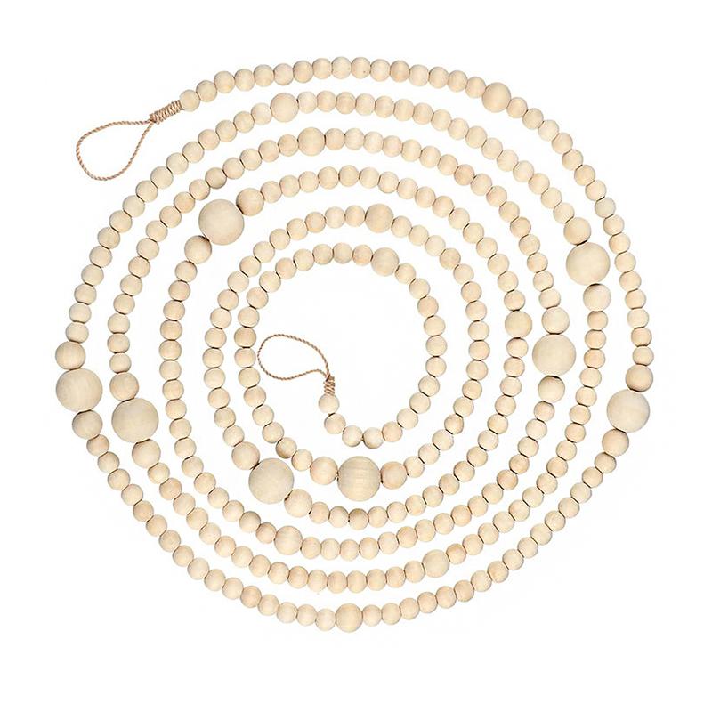 Wood Colored Christmas Bead String Wooden Bead Garland Christmas Tree Decoration Wooden Bead Fireplace Decoration