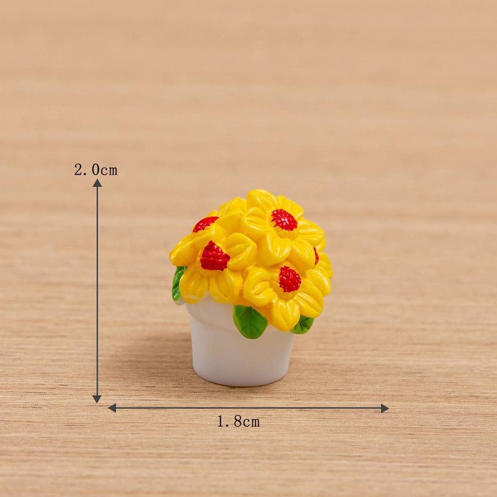 6Pcs/set Mini Flower Plant Bonsai Miniatures Resin Ornaments Moss Terrarium Micro Landscape Fairy Garden Decoration