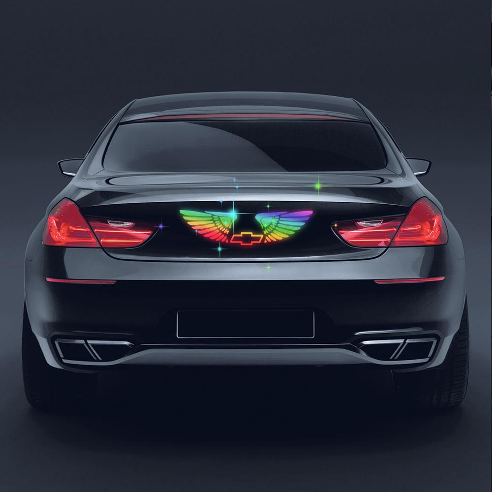 Car Styling 3D Angel Wing Colorful Laser Emblem Trunk Windshield Hood Stickers For Chevrolet Sail Cruze Corvette Trax Aveo Spark