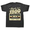 Mens Made In 1980 Tee 44th Birthday 44 Years Old School Retro 80 T Shirt Anniversary Cotton Top Short Sleeve Tee Unique TShirt