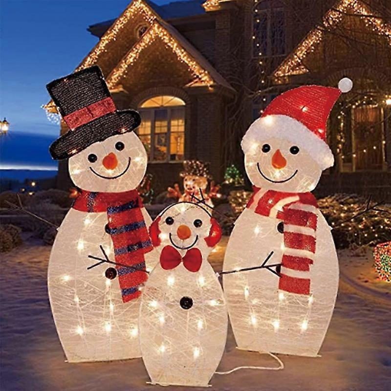 1-3Set Christmas Decor Snowman Santa Glowing Light Waterproof Snowman Santa Claus Model with LED Light