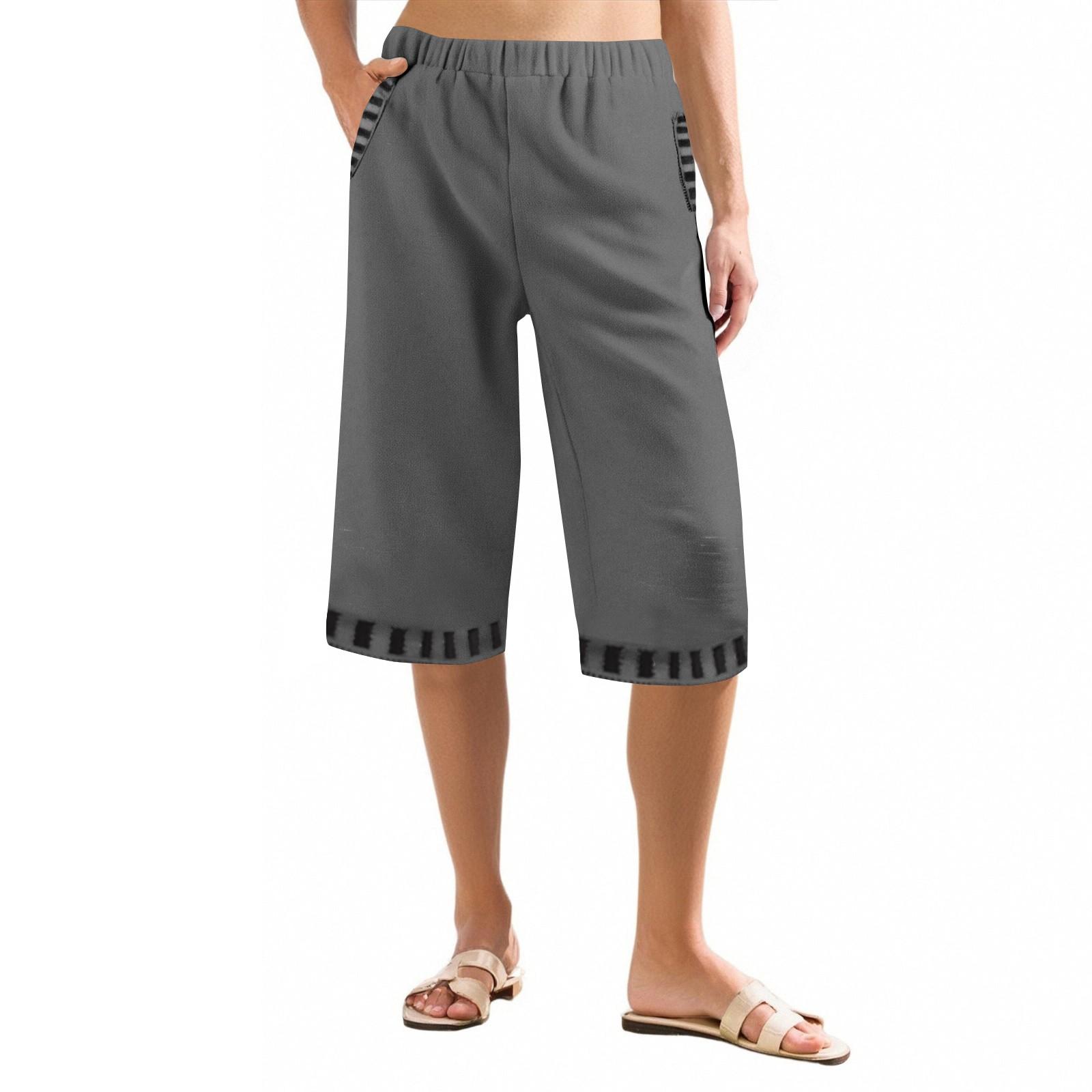 

Женские однотонные повседневные брюки с высокой талией, спортивные брюки, шорты 1/2 XL