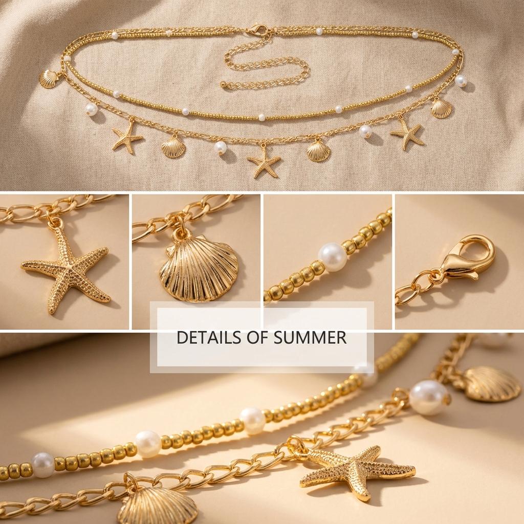 Boho Sexy Fashion Layered Tassel Starfish Shell Waist Belly Chain For Women Summer Beach Rice Beads Body Chain Charm Jewelry