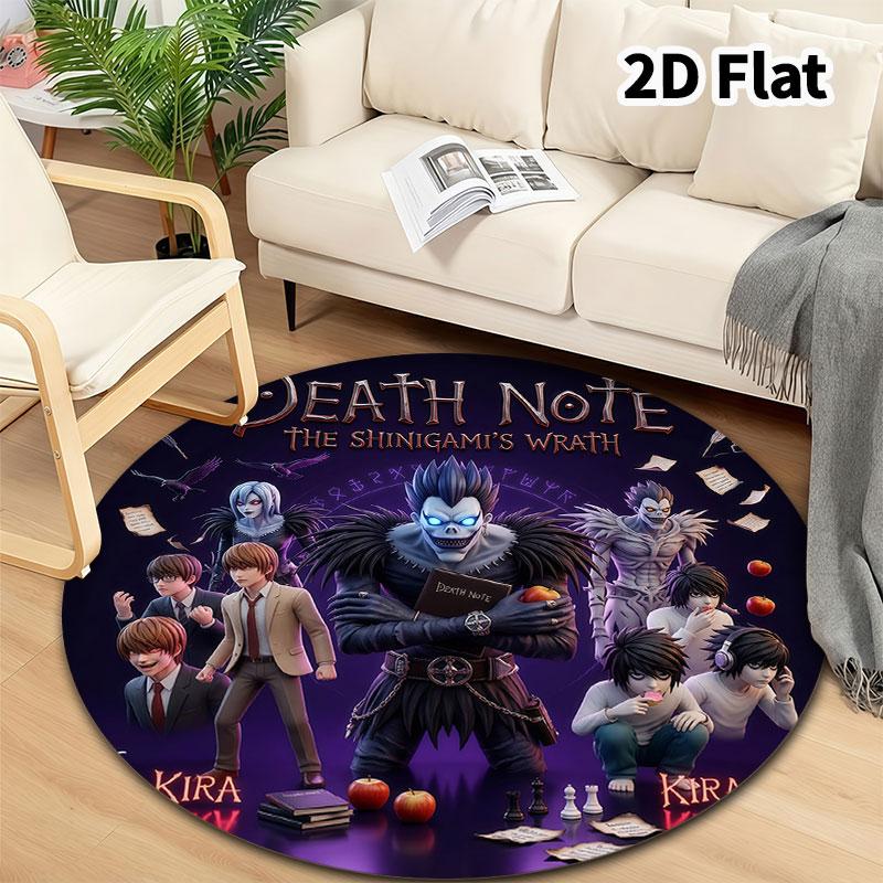 Death Note Round Area Rug Carpet Rug For Living Room Bedroom Sofa Playroom Decor Nonslip Floor Mat