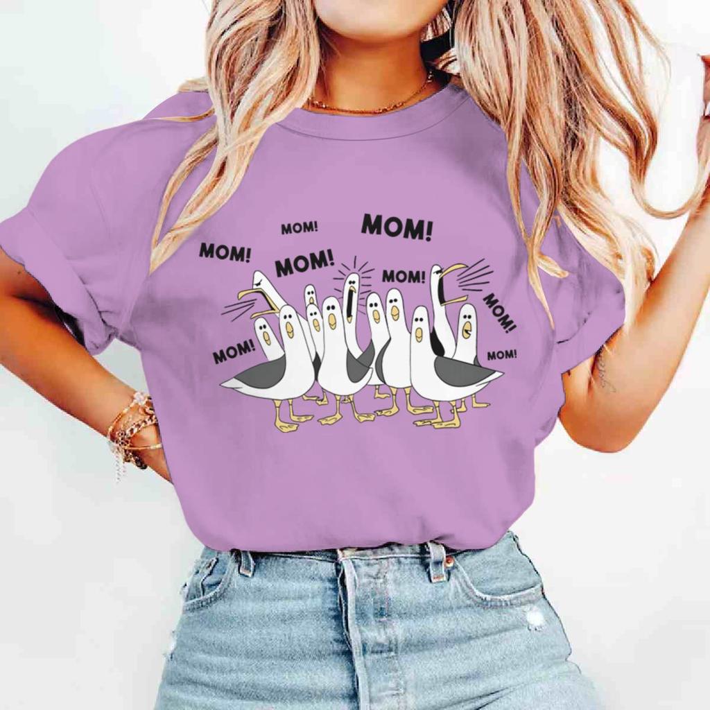 Mom Mom Mom Cartoon Bird Print T Shirt Womens Short Sleevev Mother Day Gifts Tshirts Best Mama Ever Tees Casual Tops