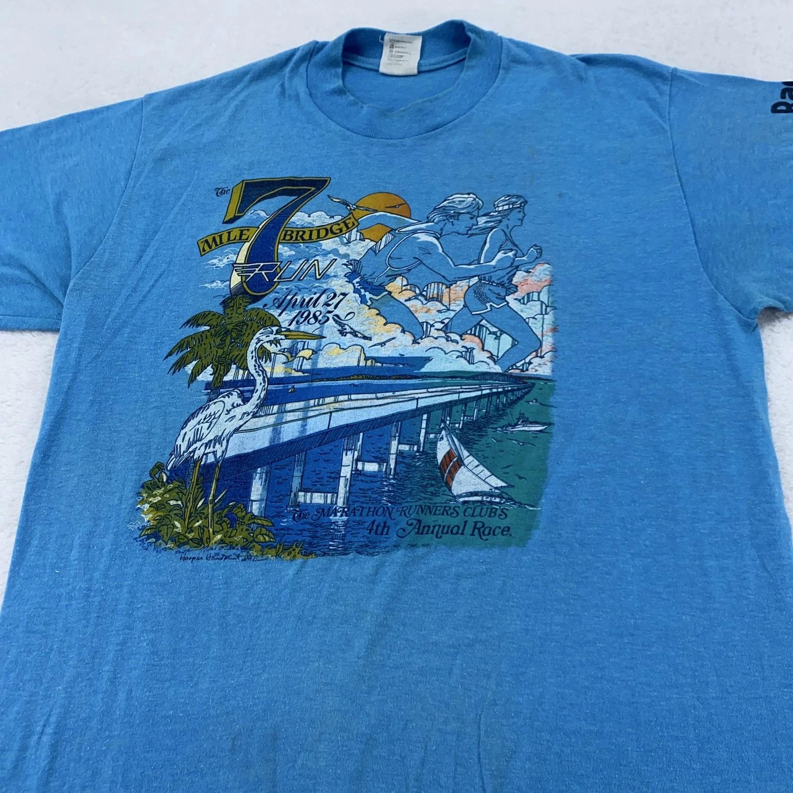 

Vintage 1985 7 Mile Bridge Run Marathon Race Official T-Shirt Small Florida S