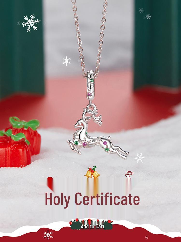 Yinziyun S925 Silver Reindeer Pendant Necklace - DIY Beaded Design