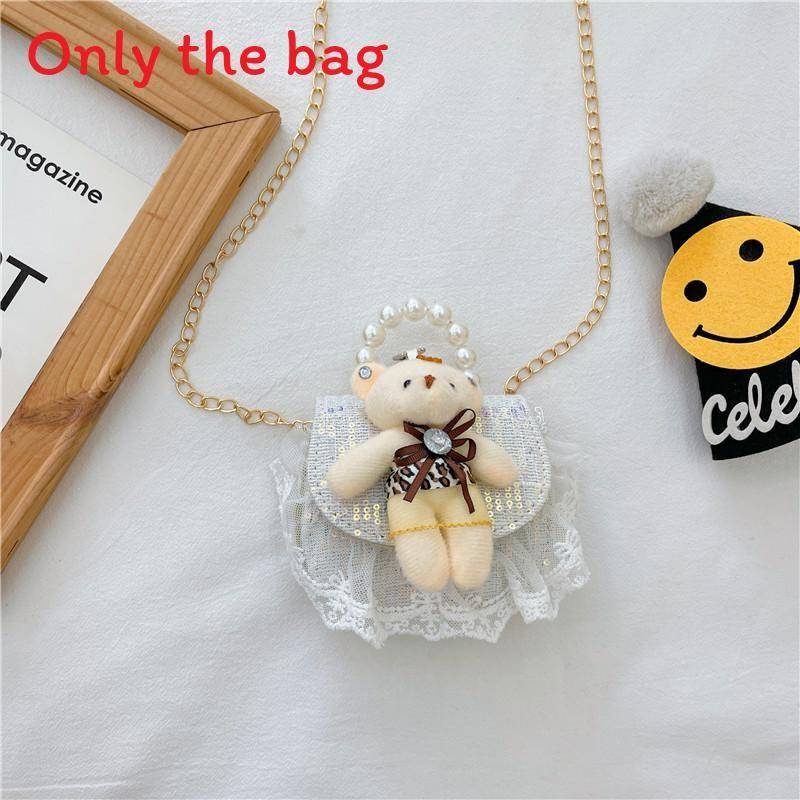 Bag Crossbody Kid With Pearl Handle And Flower Bear Rabbit Decoration