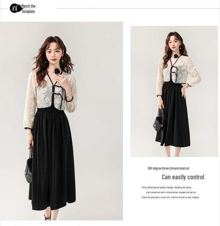 Summer Sweet Lace Top & Spaghetti Strap Dress Set