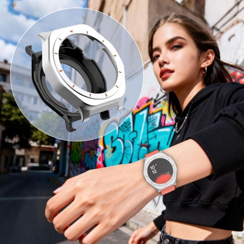 Heavy Duty Metal Case Housing Guard Sleeve Shell For Smartwatch Enhancing Durability Scratch Resistance Modern Aesthetic