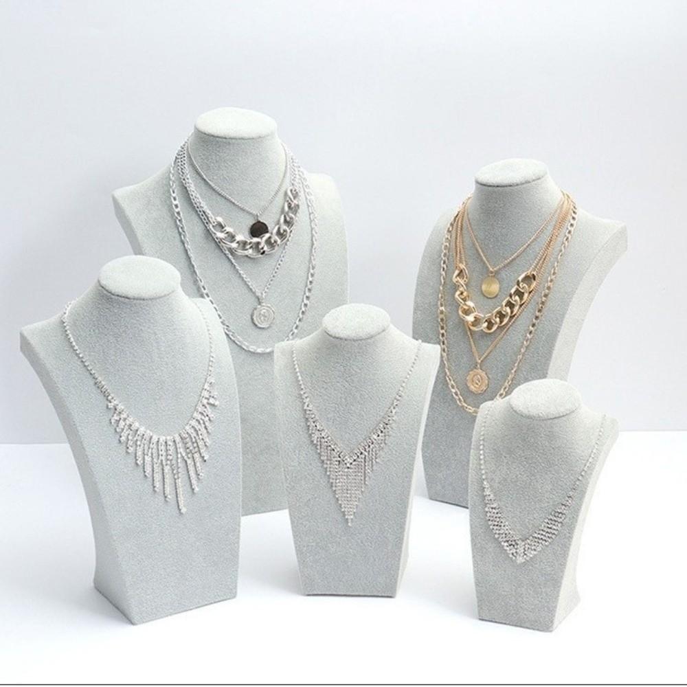 Human Shape Necklace Display Stand Velvet Cloth Ornament Holder Jewelry Show Rack  Home Showcase