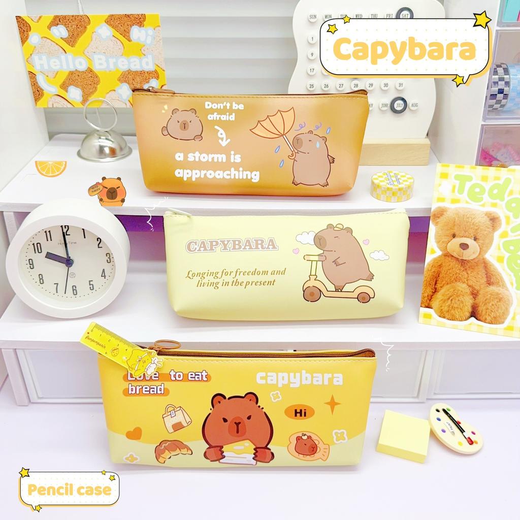 Capybara Korean Style Cute High Quality Large Capacity PU Pencil Case & Stationery Pouch for Elementary School Students and Kids