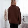 Solid Color Cable Knit V Neck Loose Long Sleeve Pullover Sweater For Women