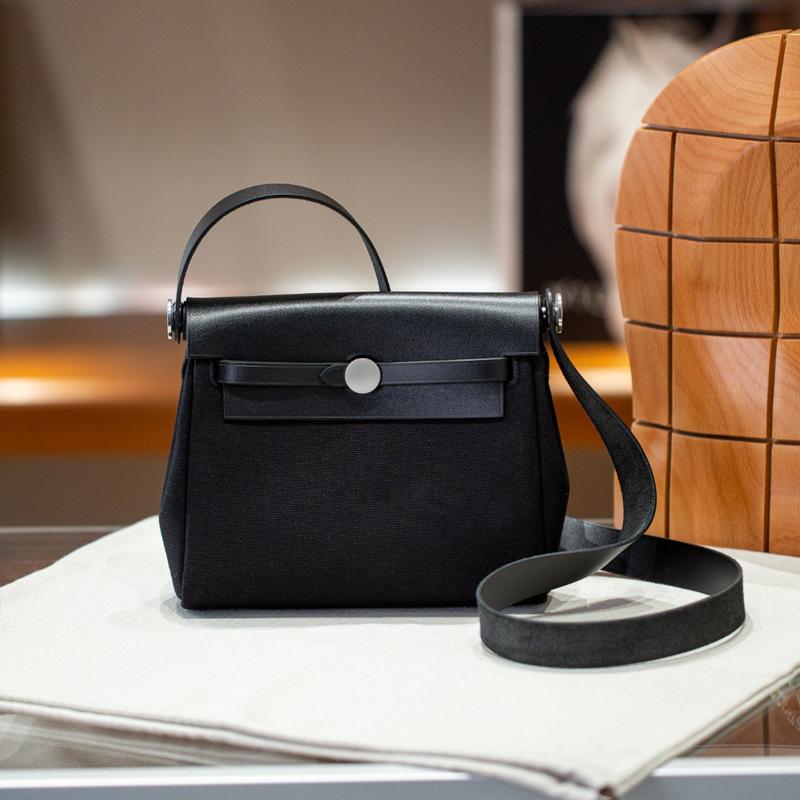 

Мини-сумка через плечо из вощеной нити с верхним слоем из кожи цвета сливок и дерева, в стиле ретро, в стиле высокого класса, для мобильного телефона 20x7x17cm чёрный