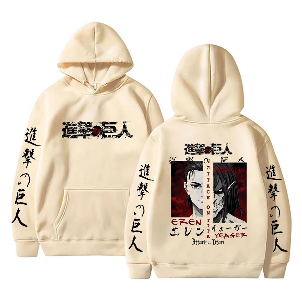 Anime Attack on Titan Eren Jaeger Merch Hoodie Men Women Clothing Manga Cosplay Oversized Streetwear Male Vintage Casual Hoodies