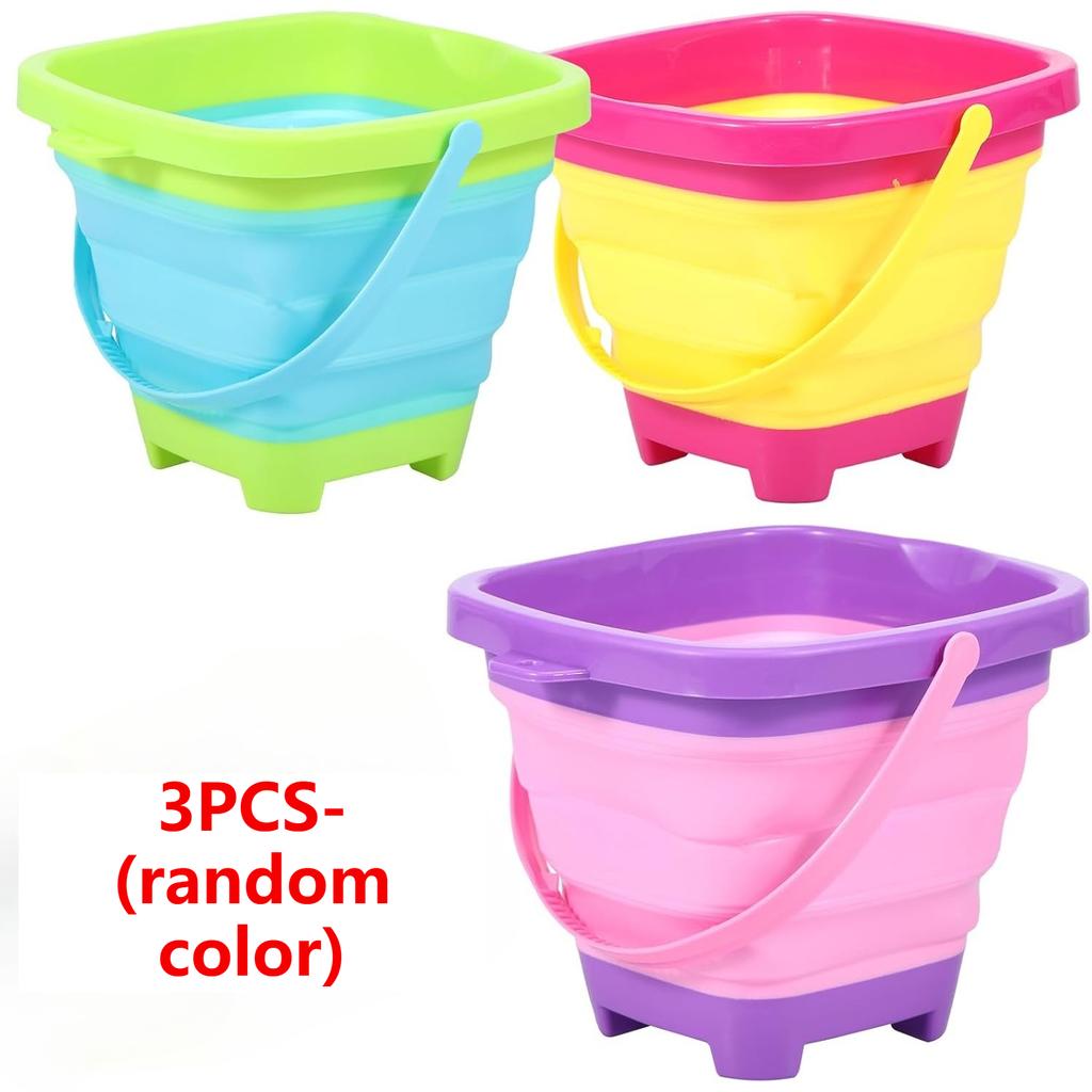Beach Foldable Bucket Silicone Collapsible Toy Buckets For Kids For Summer Activities Camping Gear Travel Beach Sand Toys