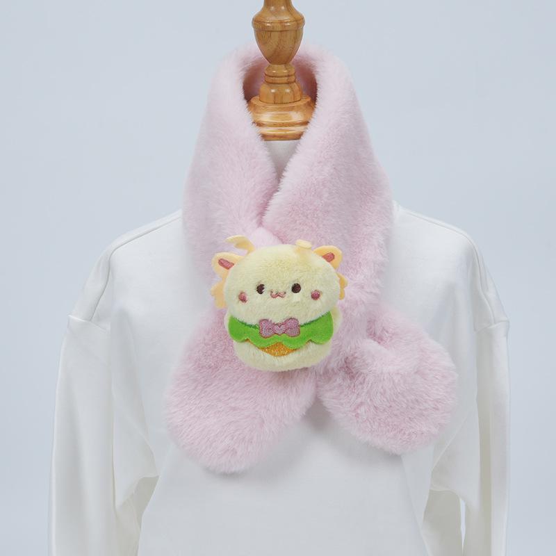 Cute Cartoon Panda Plush Scarf for Kids - Windproof & Thickened Winter Neck Warmer