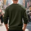 Men's Vintage Crewneck Long Sleeve Sweatshirt | Solid Color Loose Fit Casual Pullover | Retro Streetwear For Daily & Weekend Wear