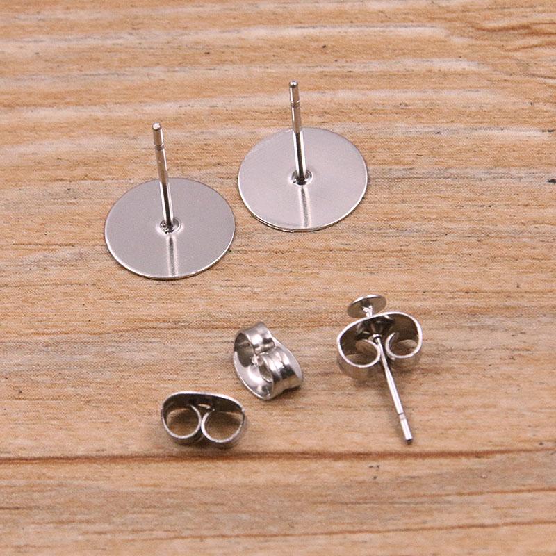 50-100 Stück 2 Farben Edelstahl Ohrstecker Leere Stiftbasis Pins Mit Verschluss Ohrrücken Für DIY Schmuckherstellung
