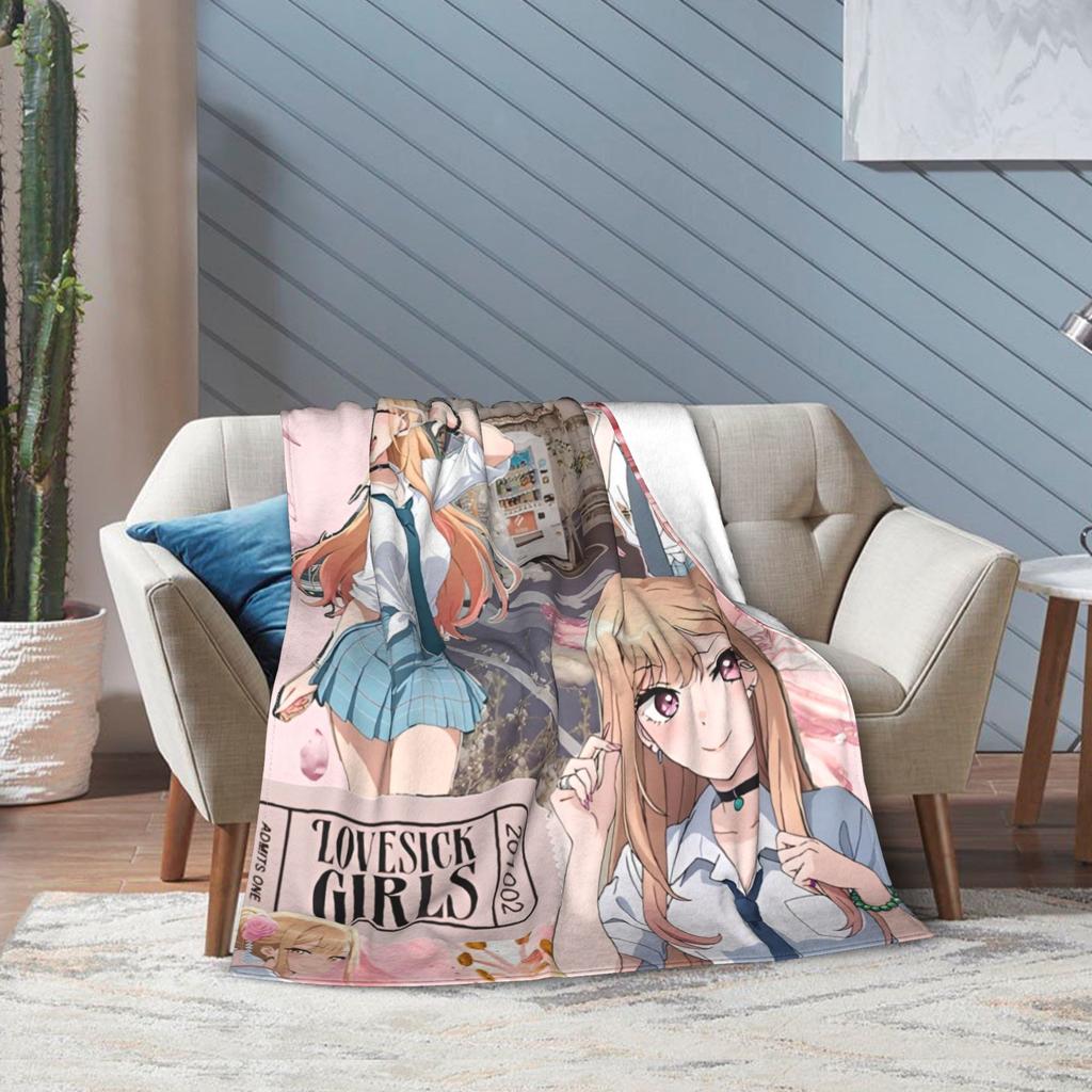 Japan Anime Marin Kitagawa Accessories Blanket Super Soft Cozy Throw Blankets for Sofa 50x60 Inches Multiple Sizes Bedspread