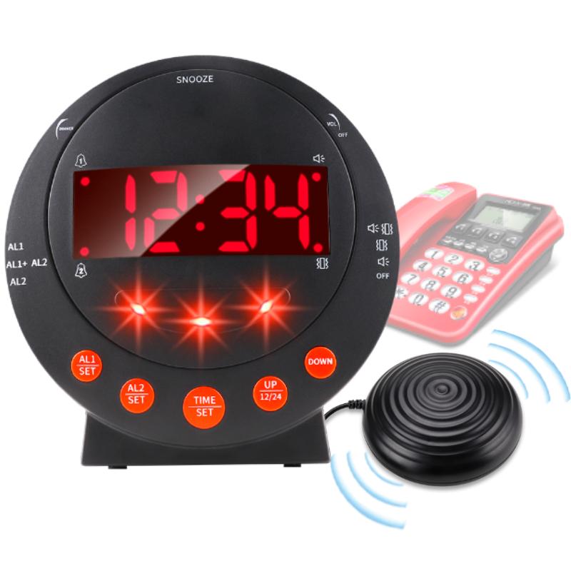 Modern Electronic Alarm Clock with Vibration Reminder for Deaf Digital Display for Phone Call Reception
