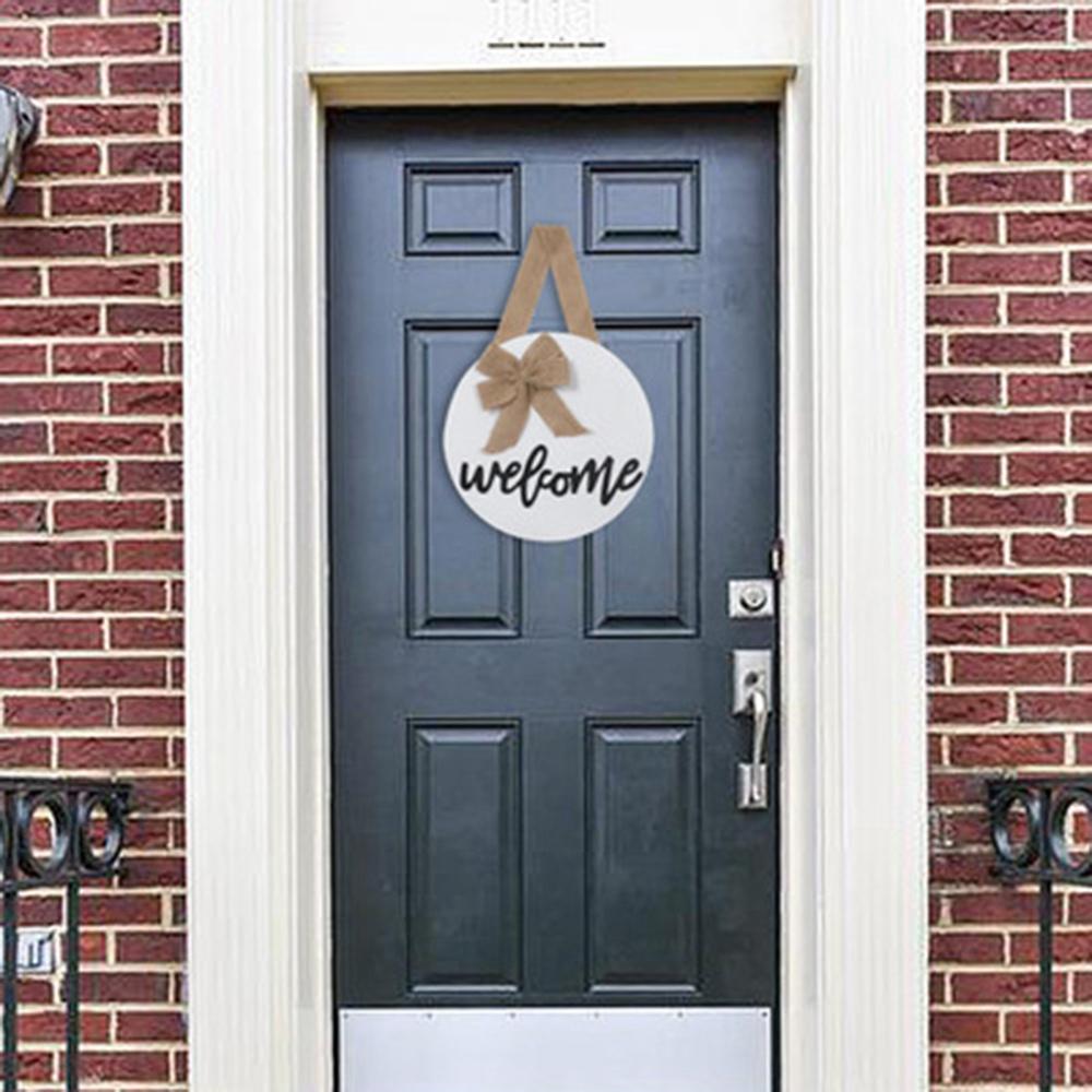 T02C!Wooden Welcome Hanging Plate Ornament Door Decoration Prop Garden Door Hanging Plate Pendent Decor Farmhous
